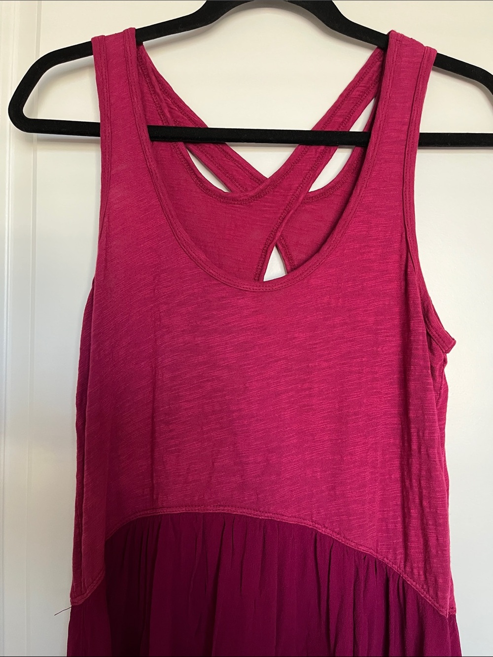 Women's Fuchsia Midi Dress - Sleeveless Crossback - Picture 2 of 11